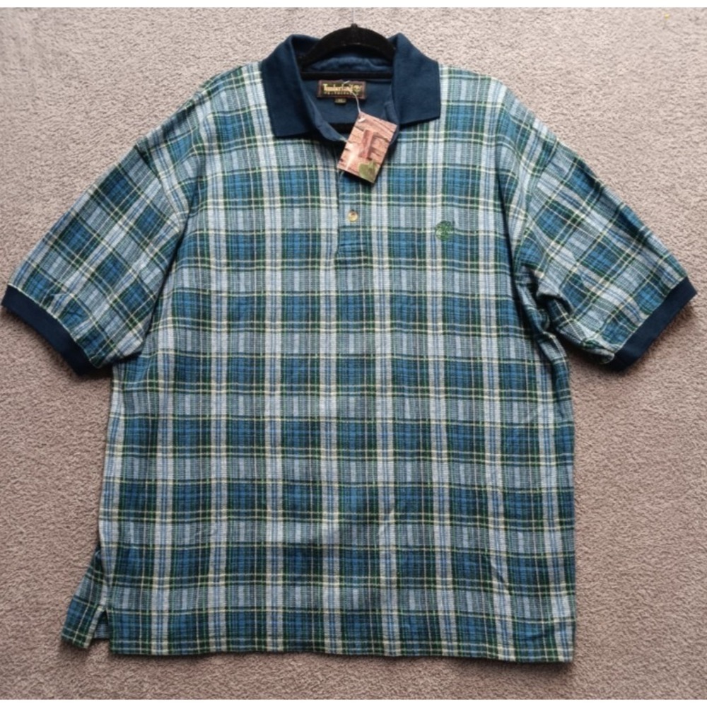 Timberland Vintage Plaid Polo Shirt Mens XL NWT Cotton Y2K Heritage Workwear